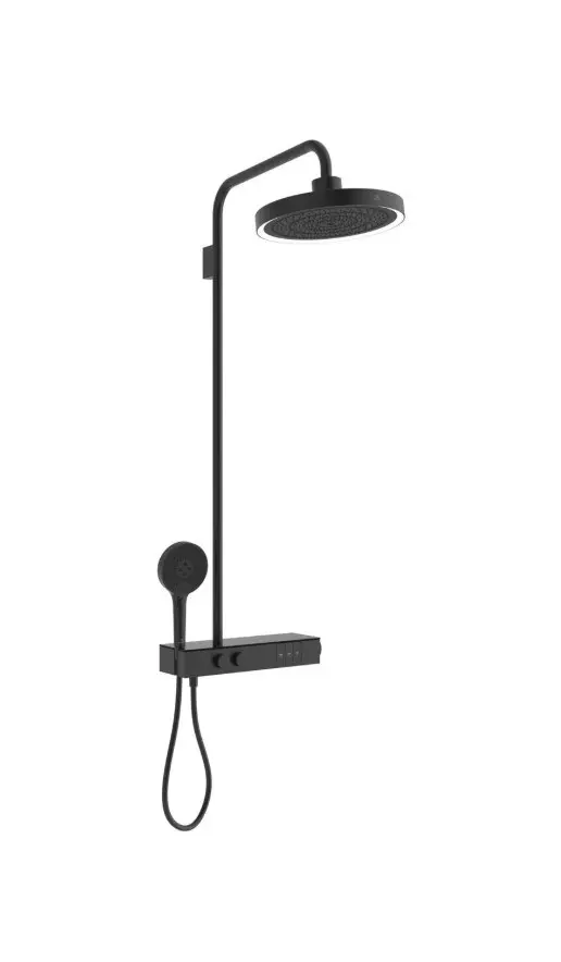 Ideal Standard Ceratherm Solos - dušas komplekts ar termostatu, diametrs 33 cm, 3 strūklu veidi, ar LED apgaismojumu, zīdaini melns A7883XG