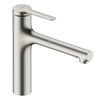 Hansgrohe Zesis M33 - virtuves izlietnes maisītājs ar izvelkamu dušu, sBox, nerūsējošā tērauda izskats 74823800