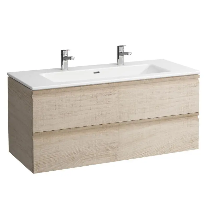 Laufen Pro S - zemizlietnes skapis ar dubulto izlietni, 120x55x50 cm, 2 atvilktnes, gaišs ozols H8619674791071