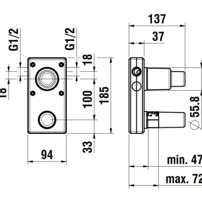 Laufen Concealed Bodies - Simibox 2-punktu zemapmetuma iebūvējamais korpuss, svira augšpusē HF574048000000