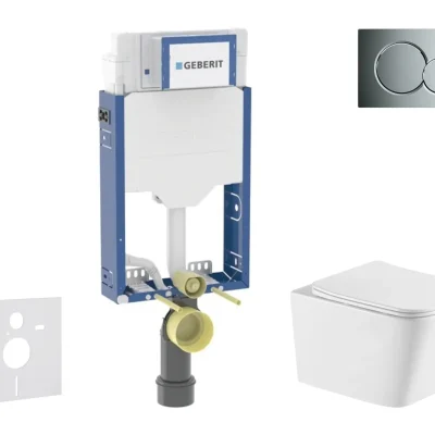 Geberit Kombifix - komplekts ar priekšsienas elementu, Arkas I WC ar Softclose sēdekli un Sigma01 vadības plati, spīdīgs hroms SANI15CA1146