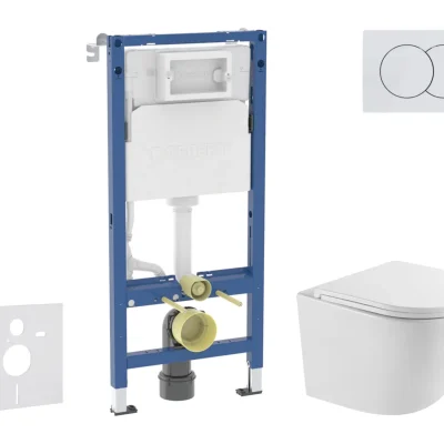 Geberit Duofix - komplekts, priekšsienas elements, WC Oudee ar Softclose sēdekli un Delta01 vadības plati, alpu balts SANI11CA3198