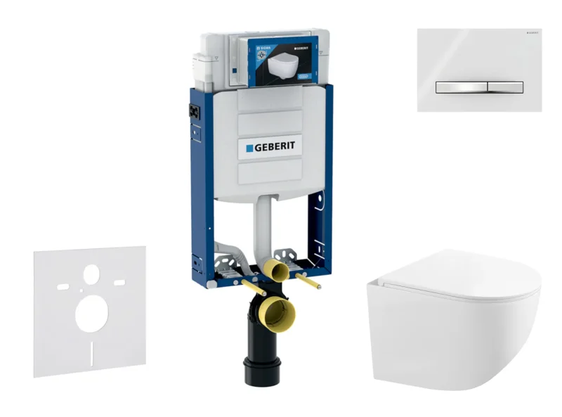 Geberit Kombifix - komplekts priekšsienas elements, kompaktā WC-Gaia ar Softclose sēdekli un Sigma50 vadības plati, hroms/alpīnbalts SANI15CA3129