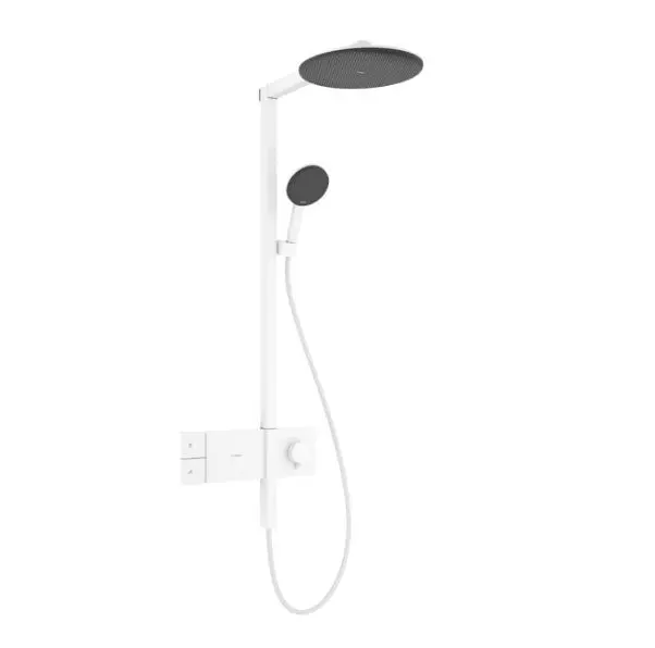 Hansgrohe Raindance Alive S - dušas komplekts ar termostatu, diametrs 30 cm, 3 strūklas veidi, matēti balts 24582700