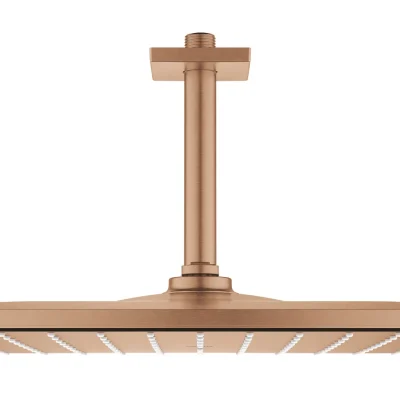 Grohe Rainshower - galvas duša 310 Mono Cube 9,5 l/min, ar griestu roku, Warm Sunset birstēts 26566DL0