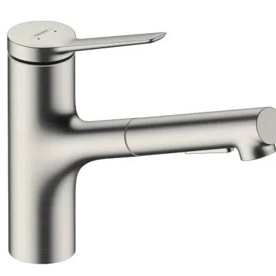 Hansgrohe Zesis M33 - virtuves izlietnes maisītājs ar izvelkamu dušu, sBox, nerūsējošā tērauda izskats 74821800