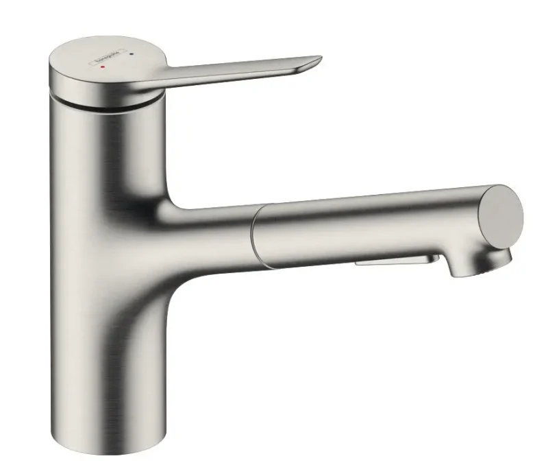 Hansgrohe Zesis M33 - virtuves izlietnes maisītājs ar izvelkamu dušu, sBox, nerūsējošā tērauda izskats 74821800