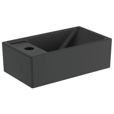 Ideal Standard Tempo - izlietne 37x21 cm, bez pārplūdes, caurums jaucējkrānam kreisajā pusē, melna E2113V3