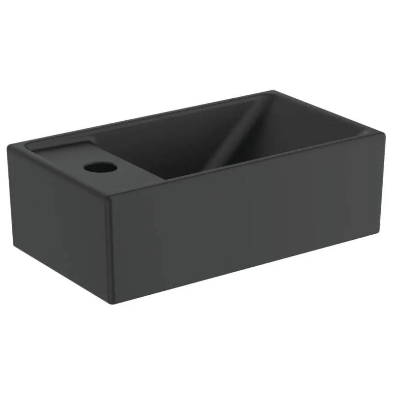 Ideal Standard Tempo - izlietne 37x21 cm, bez pārplūdes, caurums jaucējkrānam kreisajā pusē, melna E2113V3