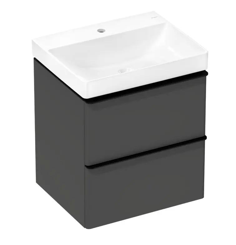Hansgrohe Xelu Q - izlietne ar zemizlietnes skapi, 63x58x50 cm, 2 atvilktnes, matēti pelēks/matēti melns 54372670