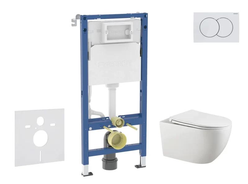 Geberit Duofix - komplekts ar priekšsienas elementu, Gaia WC ar Softclose sēdekli un Delta01 vadības plati, Alpu balts SANI11CA3124B