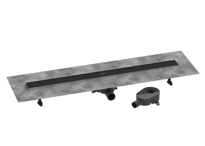 Hansgrohe RainDrain Go - dušas noteka 100 cm ar abpusēju resti, flīžu ielikšanai, matēti melns 56275670