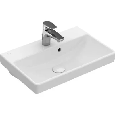 Villeroy & Boch Avento - kompakta izlietne 55x37 cm, ar pārplūdi, 1 jaucējkrāna caurumu, Alpu balts 4A005501