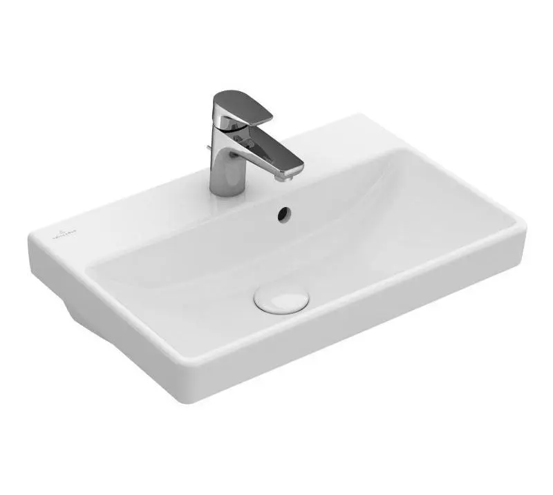 Villeroy & Boch Avento - kompakta izlietne 55x37 cm, ar pārplūdi, 1 jaucējkrāna caurumu, Alpu balts 4A005501
