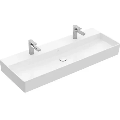 Villeroy & Boch Memento 2.0 - skapja dubultizlietne 120x47 cm, bez pārplūdes, 2 caurumiem jaucējkrānam, CeramicPlus, Alpu balts 4A22CG01