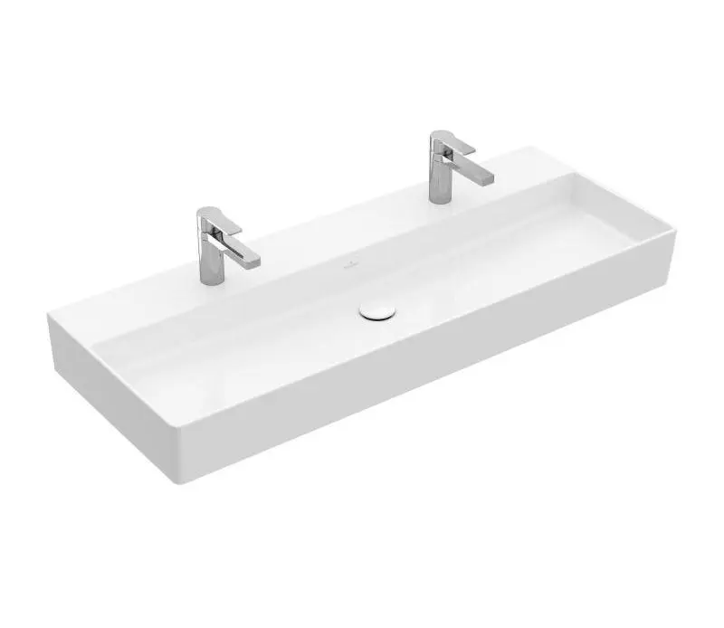Villeroy & Boch Memento 2.0 - skapja dubultizlietne 120x47 cm, bez pārplūdes, 2 caurumiem jaucējkrānam, CeramicPlus, Alpu balts 4A22CG01