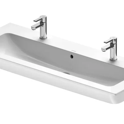 Duravit ME by Starck - mēbeļu dubultizlietne 123x49 cm, 2 krāna caurumi, ar WonderGliss, balta 23611200241