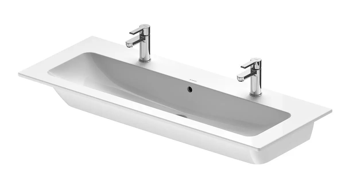 Duravit ME by Starck - mēbeļu dubultizlietne 123x49 cm, 2 caurumi maisītājiem, balta 2361120024