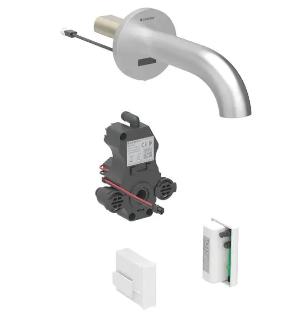 Geberit Piave - elektronisks zemapmetuma izlietnes maisītājs, ģeneratora darbība, easy to clean, matēts nerūsējošais tērauds 116.266.SN.1