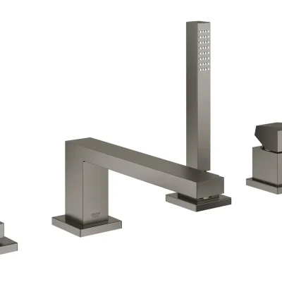 Grohe Eurocube - vannas maisītājs vannas malai, 4 caurumu montāža, Hard Graphite birstēts 19897AL1