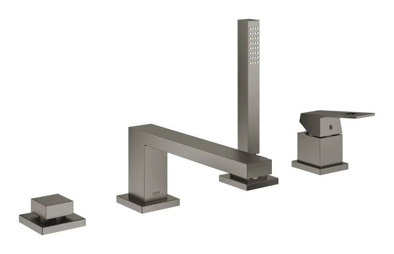 Grohe Eurocube - vannas maisītājs vannas malai, 4 caurumu montāža, Hard Graphite birstēts 19897AL1