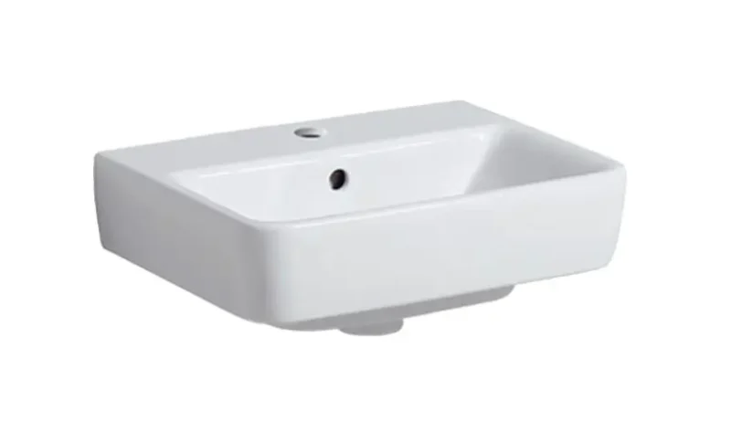 Geberit Selnova Compact - rokas izlietne 45x34 cm, ar 1 jaucējkrāna atveri, ar pārplūdi, balta 501.561.00.7