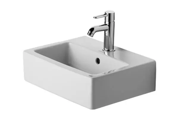 Duravit Vero - rokas izlietne 45x35 cm, ar 1 krāna caurumu, ar WonderGliss, Alpu balts 07044500001