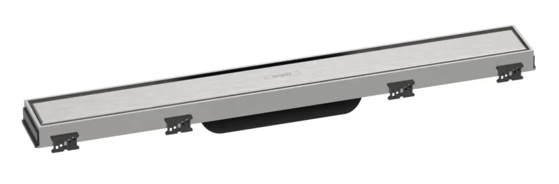 Hansgrohe RainDrain Match - dušas noteka 600 ar nerūsējošā tērauda resti, ar augstumā regulējamu rāmi, matēts nerūsējošais tērauds 56036800