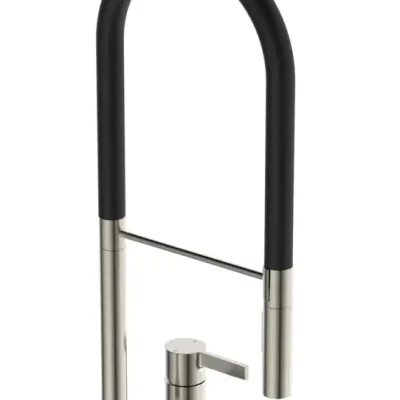 Ideal Standard Gusto - virtuves izlietnes maisītājs ar elastīgu roku un dušu, 2 caurumu montāža, tērauds/melns BD425GN