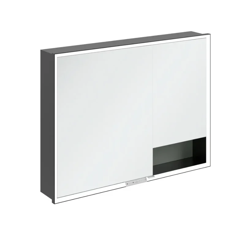 Villeroy & Boch My View+ - spoguļskapītis ar LED apgaismojumu 100x75x17 cm, 2 durvis, Soft Green/matēti melns B48210AF