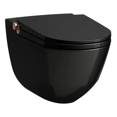 Laufen Cleanet Riva - elektronisks bidē ar keramiku, pie sienas stiprināms, Rimless, SoftClose, spīdīgi melns/pulēts rožzelts H8206910240001