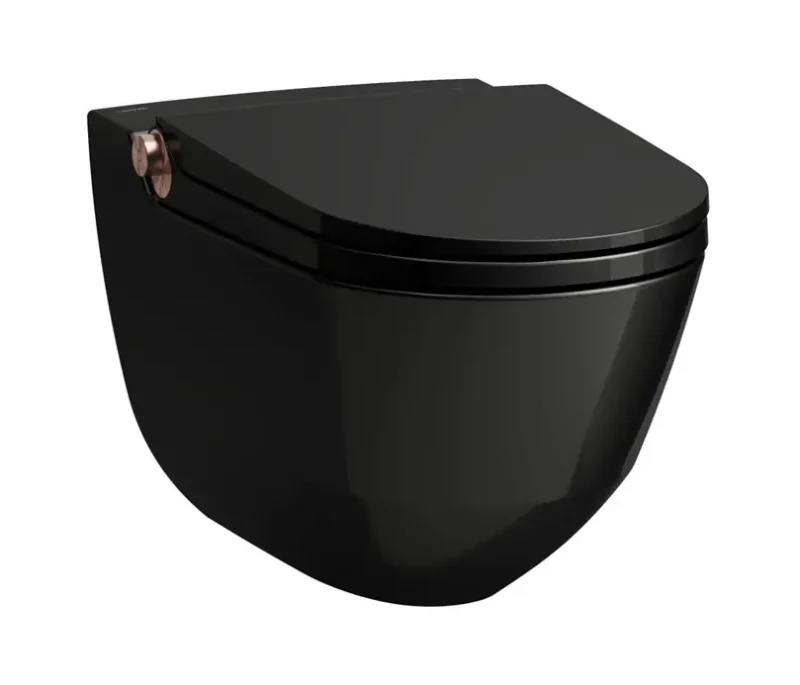 Laufen Cleanet Riva - elektronisks bidē ar keramiku, pie sienas stiprināms, Rimless, SoftClose, spīdīgi melns/pulēts rožzelts H8206910240001