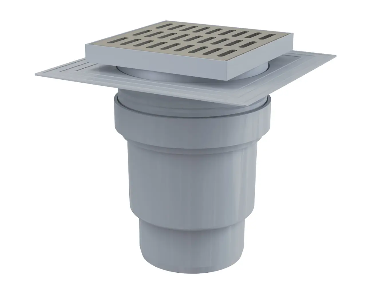 Alcadrain grīdas notekas - taisns grīdas notekas komplekts, 15x15 cm, diametrs 11 cm, 2. izolācijas līmenis, smaku slazds, nerūsējošais tērauds/plastmasa APV13