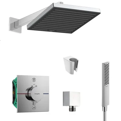 Hansgrohe/Kielle - dušas komplekts ar zemapmetuma termostatu un montāžas korpusu, hroms SANI21HHK003