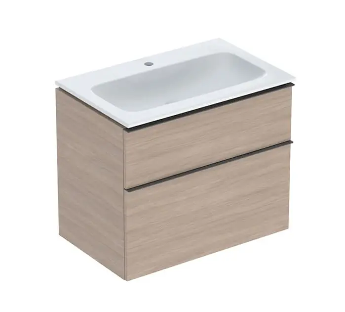 Geberit iCon - izlietne ar skapīti, 75x48x63 cm, 2 atvilktnes, KeraTect, Ozols 502.332.JH.1