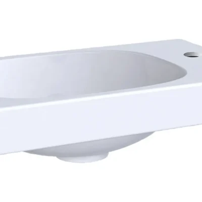 Geberit Acanto - roku mazgāšanas izlietne 40x25 cm, ar jaucējkrāna caurumu labajā pusē, bez pārplūdes, balta 500.635.01.2