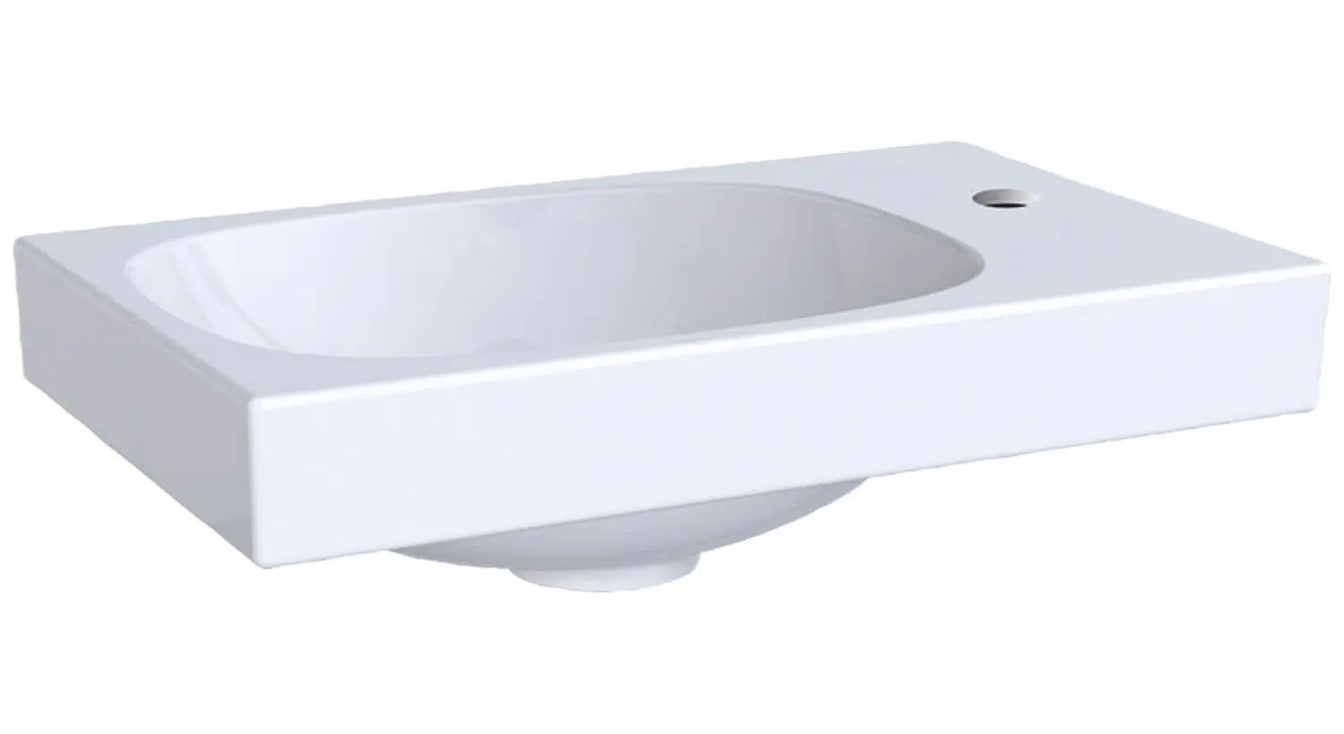 Geberit Acanto - roku mazgāšanas izlietne 40x25 cm, ar jaucējkrāna caurumu labajā pusē, bez pārplūdes, balta 500.635.01.2