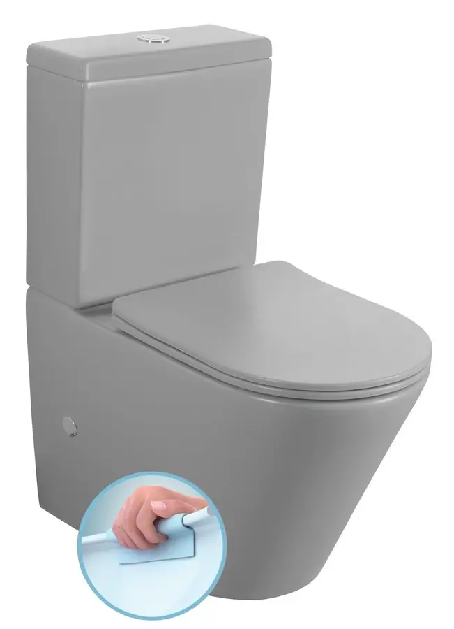 Sapho Paco - WC komplekts, Vario noteka, Rimless, pelēks PC1012WRGR