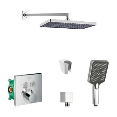 Hansgrohe/Kielle - dušas komplekts ar termostatu un zemapmetuma montāžas korpusu, hroms SANI21HKK018