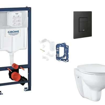 Grohe Rapid SL - komplekts priekšsienas elements, WC ar SoftClose sēdekli, vadības plati Even un Fresh pārveidošanas komplektu, phantom black SANI11BB5133
