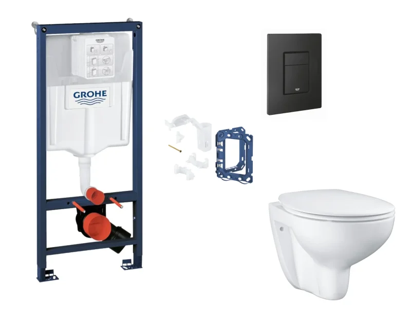 Grohe Rapid SL - komplekts priekšsienas elements, WC ar SoftClose sēdekli, vadības plati Even un Fresh pārveidošanas komplektu, phantom black SANI11BB5133