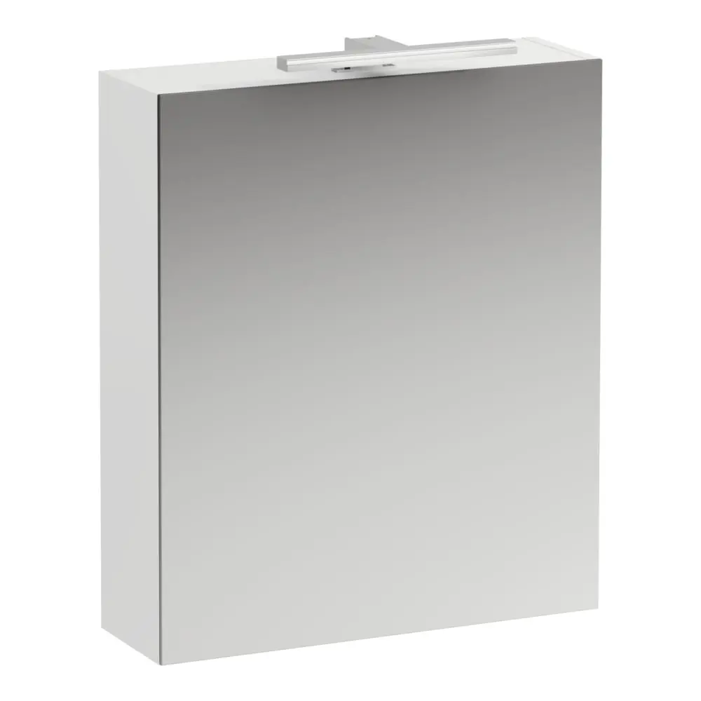 Laufen Base - spoguļskapītis ar LED apgaismojumu, 70x60x19 cm, 1 durvis, eņģes labajā pusē, balts matēts H4027521102601