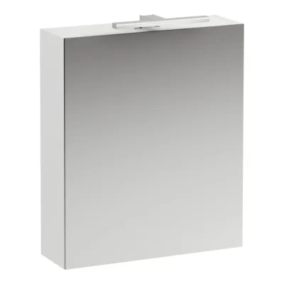 Laufen Base - spoguļskapis ar LED apgaismojumu, 70x60x19 cm, 1 durvis, eņģes kreisajā pusē, balts matēts H4027511102601