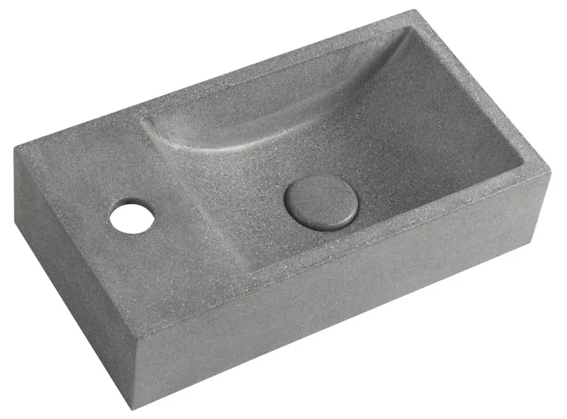 Sapho Small - roku mazgāšanas izlietne, 40x22 cm, bez pārplūdes, 1 jaucējkrāna caurums pa kreisi, melns granīts AR403