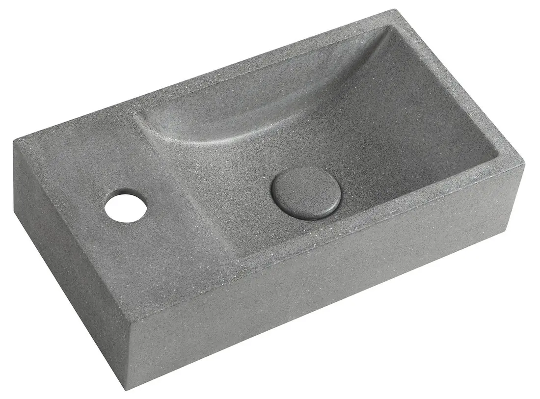 Sapho Small - roku mazgāšanas izlietne, 40x22 cm, bez pārplūdes, 1 jaucējkrāna caurums pa kreisi, melns granīts AR403