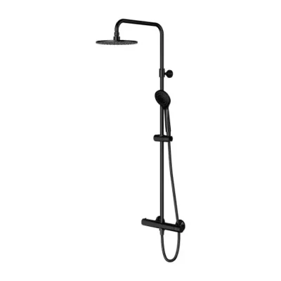 OMNIRES Y - dušas komplekts ar termostatu, diametrs 25 cm, 5 strūklas veidi, melns Y1244LUXLBL