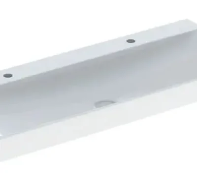 Geberit ONE - dubultā izlietne 120x48x14 cm, bez pārplūdes, 2 jaucējkrāna caurumiem, KeraTect, balta 505.022.01.5