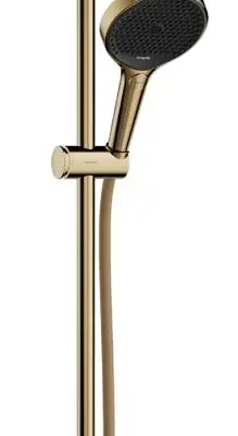 Hansgrohe Rainfinity - dušas komplekts: rokas duša, stienis un šļūtene, 3 strūklas veidi, EcoSmart, zelts 28744990