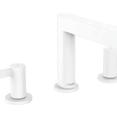 Hansgrohe Finoris - izlietnes vienas sviras maisītājs 110, 3 caurumu uzstādīšana, ar noteces komplektu Push-Open, EcoSmart, balts matēts 76033700