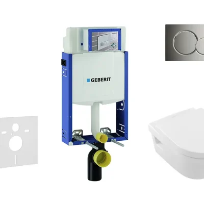 Geberit Kombifix - uzstādīšanas elements pie sienas stiprināmam WC ar vadības plati SIGMA30, matēts hroms/hroms + Ideal Standard Tesi - WC un WC sēdeklis, DirectFlush, SoftClose, CeramicPlus 110.302.00.5 NB2